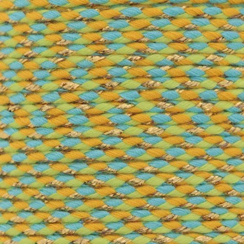 Cordón de algodón trenzado e hilo metálico 1,5 mm Verde claro - Azul - Ocre - Oro x1m