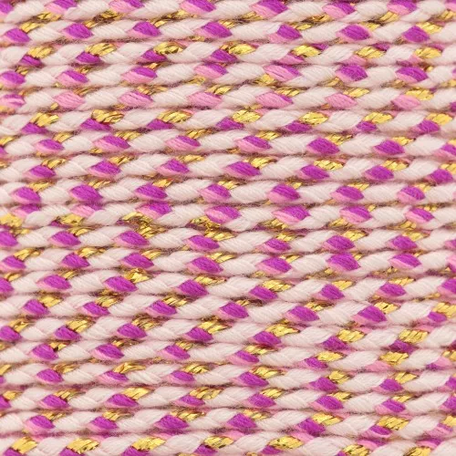 Cordón de algodón trenzado e hilo metálico de 1,5 mm Rosa claro - Ciruela - Rosa - Oro x1m