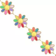 Cadena de margaritas de fantasía de resina epoxi de 10mm - Acero inoxidable dorado - Multicolorx20cm