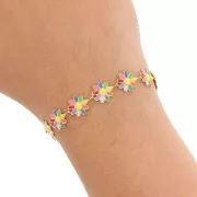 Cadena de margaritas de fantasía de resina epoxi de 10mm - Acero inoxidable dorado - Multicolorx20cm