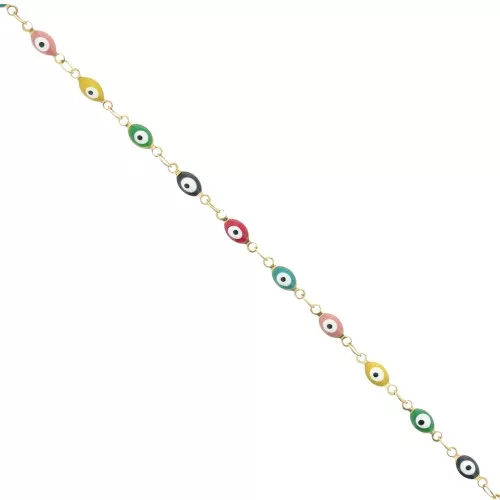 Cadena de fantasía con ojo de resina epoxi 4 mm - Acero inoxidable dorado - Multicolor x1m