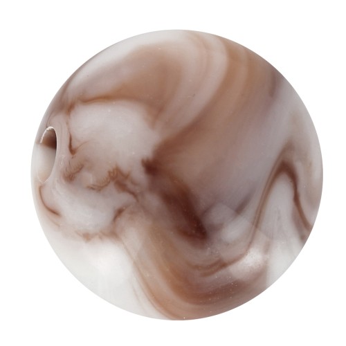 Cuentas acrílicas redondas 8 mm - Blanco jaspeado - Marrón x20