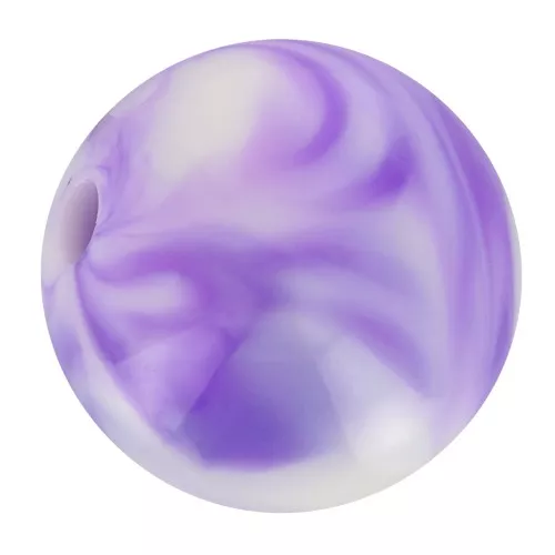Cuentas acrílicas redondas 8 mm - Blanco jaspeado - Violeta x20