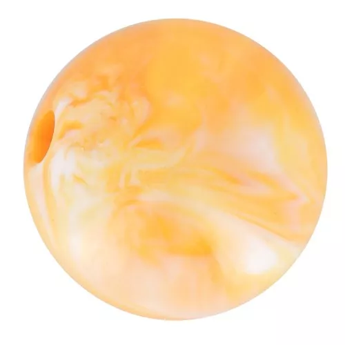 Cuentas acrílicas redondas de 10 mm - Blanco jaspeado - Naranja x15