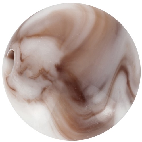 Cuentas acrílicas redondas 12 mm - Blanco jaspeado - Marrón x10