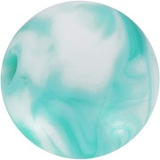 Cuentas acrílicas redondas 12 mm - Blanco jaspeado - Turquesa x10