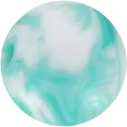 Cuentas acrílicas redondas 12 mm - Blanco jaspeado - Turquesa x10