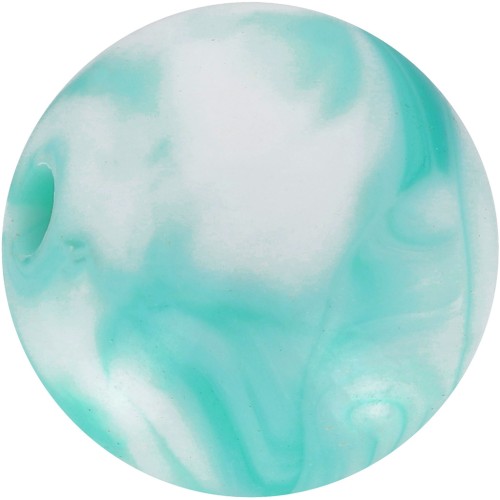 Cuentas acrílicas redondas 12 mm - Blanco jaspeado - Turquesa x10
