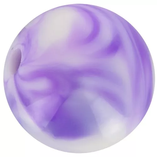 Cuentas acrílicas redondas de 13 mm - Blanco jaspeado - Violeta x6