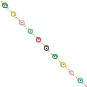 Cadena de fantasía con ojo de resina epoxi 6 mm - Acero inoxidable dorado - Multicolor x1m|raw }}