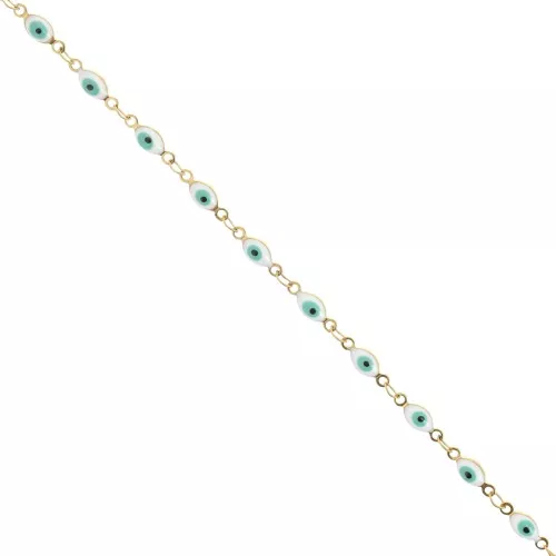 Cadena de fantasía con ojo de resina epoxi 4mm Acero inoxidable Dorado - Blanco - Turquesa x1m