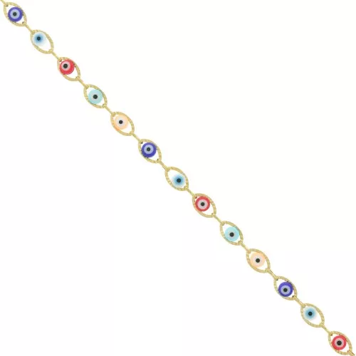 Cadena de fantasía con ojo de resina epoxi 6.7mm - Acero inoxidable Dorado -Multicolor x50cm