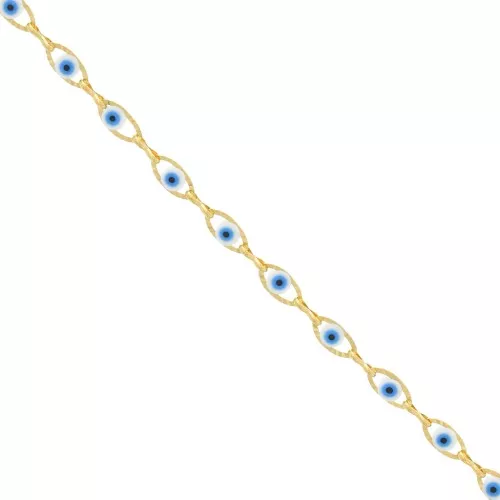 Cadena de encanto de ojo de fantasía resina epoxi 5.6mm - Acero inoxidable oro x50cm