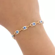 Cadena de encanto de ojo de fantasía resina epoxi 5.6mm - Acero inoxidable oro x50cm