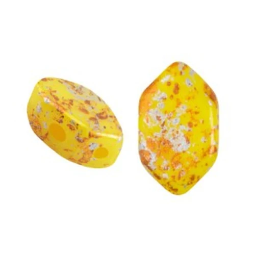 Cuentas de cristal Paros® de Puca® 7x4 mm Jonquil Opal Tweedy x10g