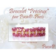 Cuentas de cristal Paros® de Puca® 7x4 mm Light Rose Opal Tweedy x10g