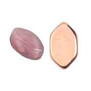 Cuentas de cristal Paros® de Puca® 7x4 mm Light Rose Opal Capri Gold x10g