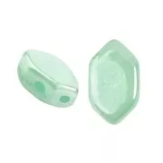 Cuentas de cristal Paros® de Puca® 7x4 mm Green Aqua Opal Luster x10g