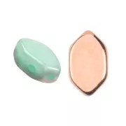 Cuentas de cristal Paros® de Puca® 7x4 mm Green Aqua Opal Capri Gold x10g
