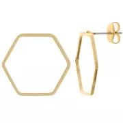 Pendientes huecos hexagonales 20x22 mm - 3 micras de oro x2