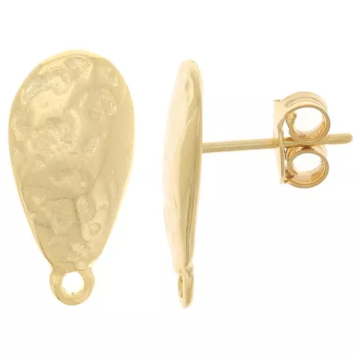 Pendientes martillados de 18x9 mm con aro - Dorado oro fino x2