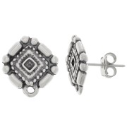 Pendientes estilo azteca 17x15.5 mm con aro cerrado - Plata envejecida x2