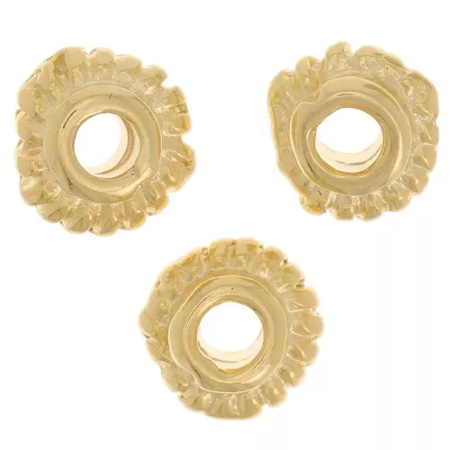 Cuentas rondel estriadas 6 mm - Dorado oro fino x6