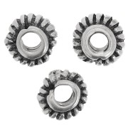 Cuentas redondas estriadas 6 mm - Plata antigua x6