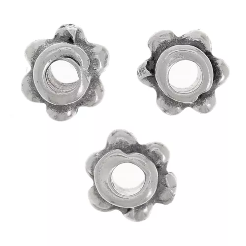 Arandalas efecto flor 5 mm - Plata antigua x10