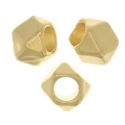 Cuentas facetadas en forma de cubo 4x5 mm - Dorado oro fino x5