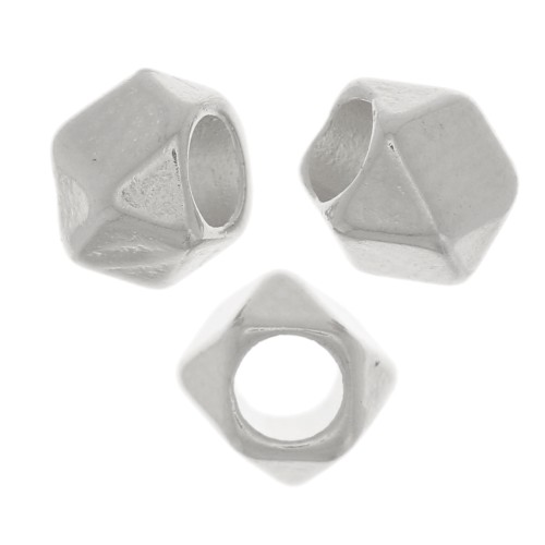 Cuentas facetadas en forma de cubo 4x5 mm - Plata envejecida x5