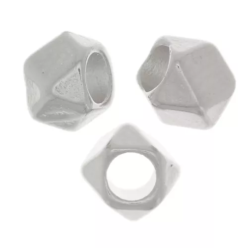 Cuentas facetadas en forma de cubo 4x5 mm - Plata envejecida x5