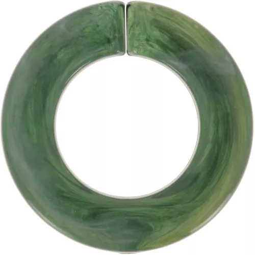 Eslabón acrílico redondo plano 31,5 mm - Verde oscuro jaspeado x1