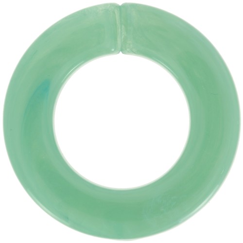 Eslabón acrílico redondo plano 31,5 mm - Verde agua jaspeado x1