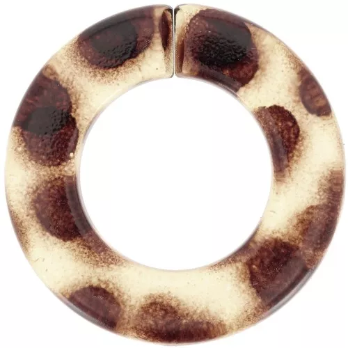Eslabón redondo plano acrílico transparente 31,5mm - Estampado leopardo - Marrón - Beige