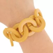 Eslabón redondo plano acrílico transparente 31,5mm - Estampado leopardo - Marrón - Beige