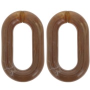 Eslabón acrílico ovalado 39x24 mm - Marrón jaspeado x1