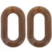 Eslabón acrílico ovalado 39x24 mm - Marrón jaspeado x1