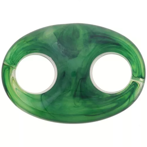 Eslabón acrílico en forma de grano de café 32x23 mm - Verde oscuro jaspeado x1