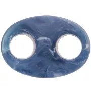 Eslabón acrílico en forma de grano de café 32x23 mm - Azul oscuro jaspeado x1