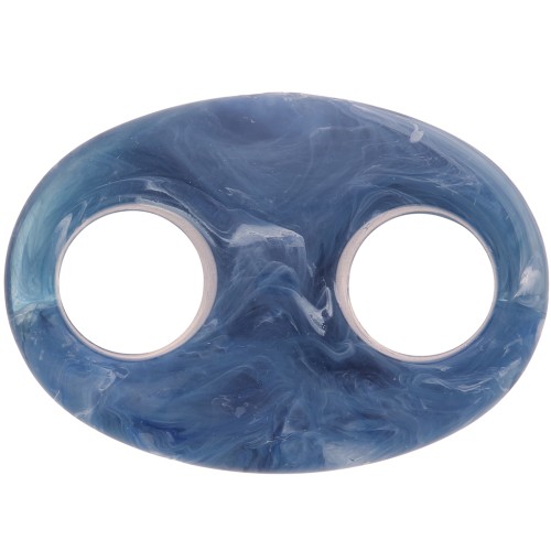 Eslabón acrílico en forma de grano de café 32x23 mm - Azul oscuro jaspeado x1