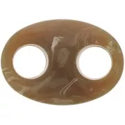 Eslabón acrílico en forma de grano de café 32x23 mm - Marrón jaspeado x1