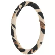 Eslabón oval 57x36 mm en plástico recubierto de tela - Marrón Leopardo - Beige