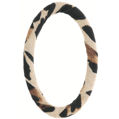 Eslabón oval 57x36 mm en plástico recubierto de tela - Marrón Leopardo - Beige