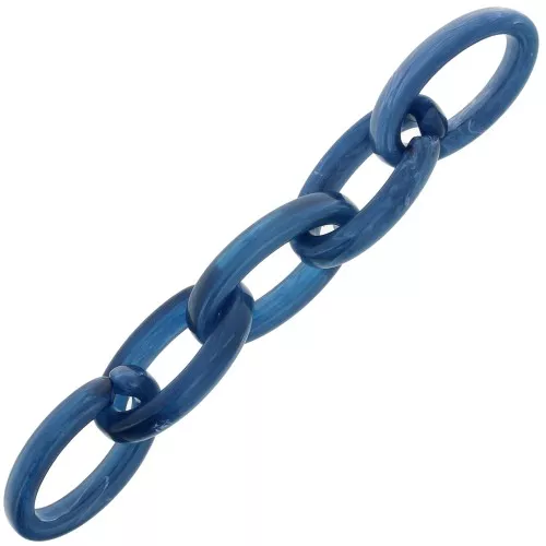 Eslabón Acrílico Oval 35x19 mm - Mármol Azul Oscuro x1