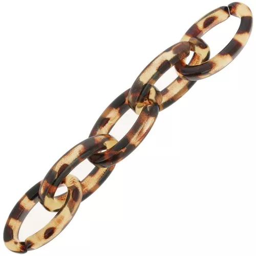 Eslabón acrílico transparente ovalado 35x19 mm - Marrón leopardo - Negro x1