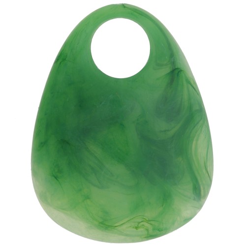 Colgante gota acrílico 38x29 mm - Mármol verde x1