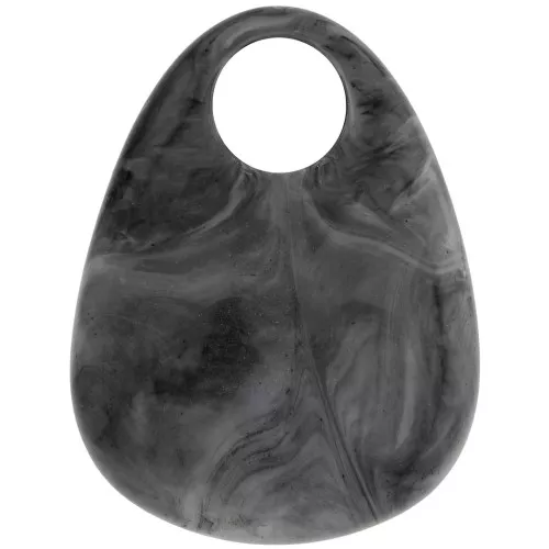 Colgante gota acrílico 38x29 mm - Gris oscuro jaspeado x1
