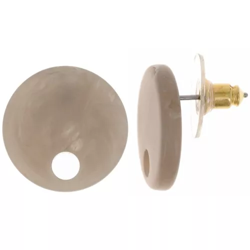 Ganchos pendientes acrílicos redondos de 18 mm - Marbled Taupe x2