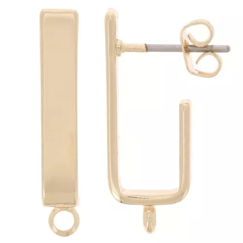 Pendientes rectangulares 22x3,6 mm con anilla cerrada - Dorado x2